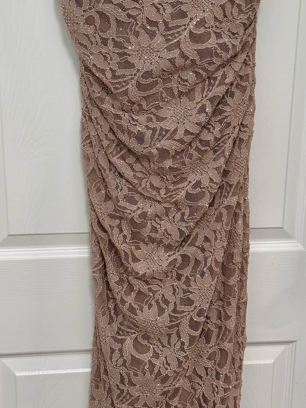 Ruched Lace Sparkly Classy Dress in Dusty Rose